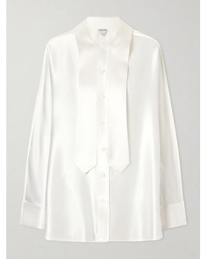 Bottega Veneta Tie-Detailed Silk-Satin Shirt - White