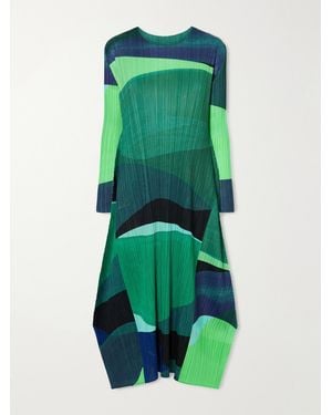 Pleats Please Issey Miyake Orbit Printed Plissé Midi Dress - Green