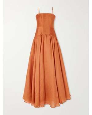 Aje. Contour Gathered Lyocell-Blend Maxi Dress - Orange