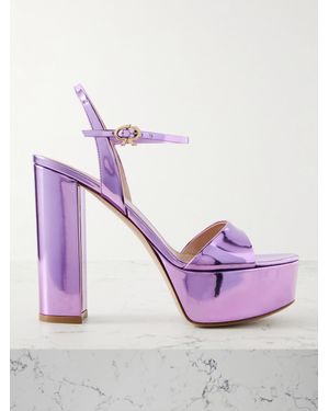 Gianvito Rossi Marlena 85 Mirrored-Leather Platform Sandals - Purple