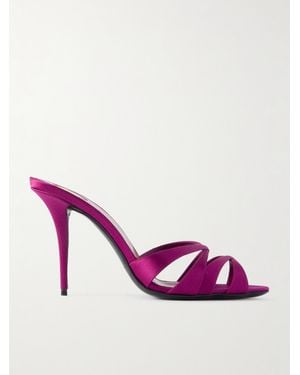 Saint Laurent Chandelle Satin Mules - Pink