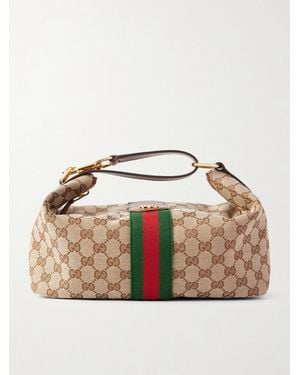 Gucci Ophidia Leather-Trimmed Coated Canvas-Jacquard Clutch - Multicolour