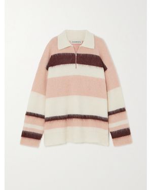 Zankov Dimitri Striped Brushed Knitted Jumper - Natural