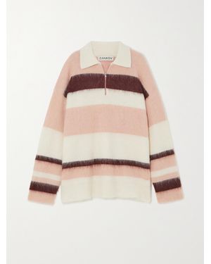 Zankov Dimitri Striped Brushed Knitted Jumper - Natural