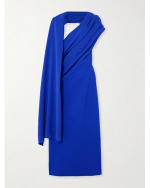 ROKSANDA Cape-Effect Draped Crepe Midi Dress - Blue