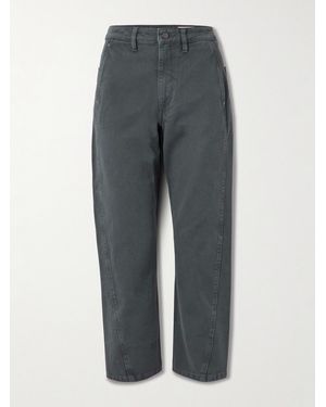 Lemaire Twisted Cropped Panelled High-Rise Straight-Leg Jeans - Grey