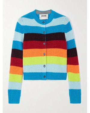Christopher John Rogers Cardigan En Mailles À Rayures - Bleu