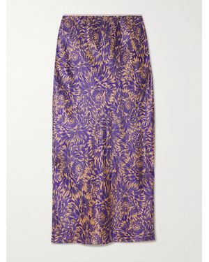 Dries Van Noten Printed Silk Midi Skirt - Purple