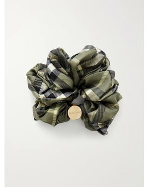 Burberry Checked Silk Scrunchie - Green