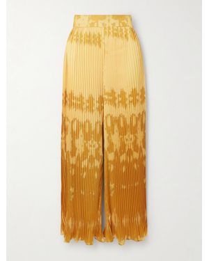 ‎Dima Ayad Pantalon Large En Satin Plissé Tie & Dye - Jaune