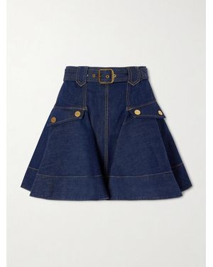 Zimmermann Belted Denim Mini Skirt - Blue