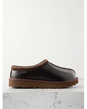 UGG Tasman Regen Embroidered Leather Slippers - Brown