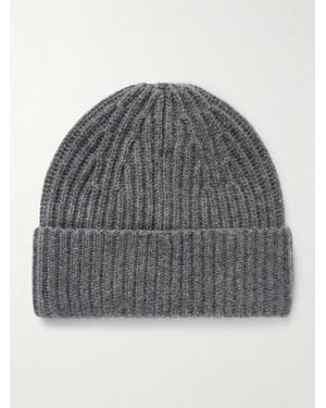 Lisa Yang Martigny Ribbed Cashmere Beanie - Gray