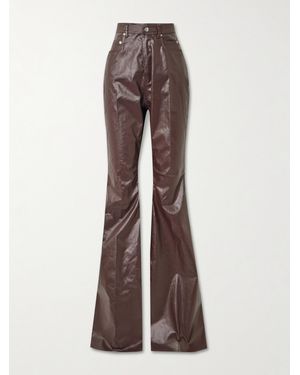 Rick Owens Bolan Coated High-Rise Flared Jeans - Brown