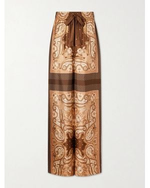 Zimmermann Luna Printed Silk-Twill Straight-Leg Pants - Natural