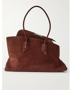 The Attico La Passeggiata Medium Asymmetric Suede Tote - Brown
