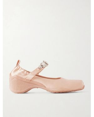 Simone Rocha Ballet Runner Crystal-Embellished Satin Court Shoes - Pink