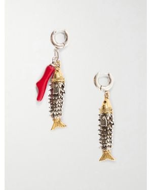Isabel Marant New River Asymmetric And-Toned Earrings - White