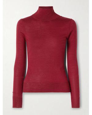 Carolina Herrera Pull À Col Montant En Laine Et Soie Mélangées - Rouge