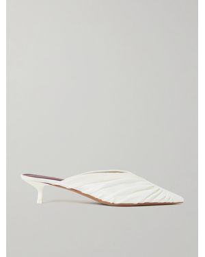 Neous Maia Velvet-Trimmed Ruched Cady Mules - White