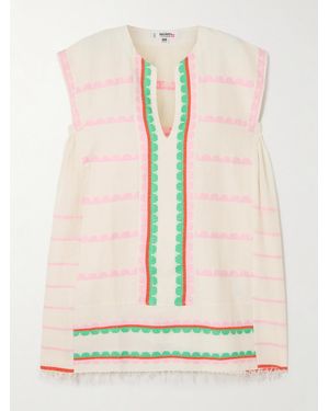 lemlem Elina Fringed Striped Cotton Kaftan - Natural