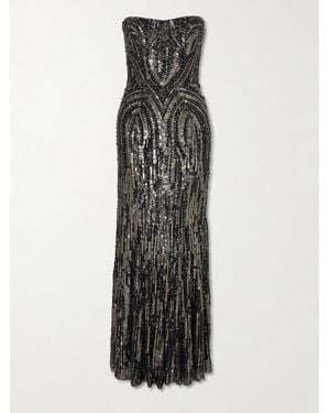 Jenny Packham Euphoria Sequin-Embellished Strapless Dress - Black