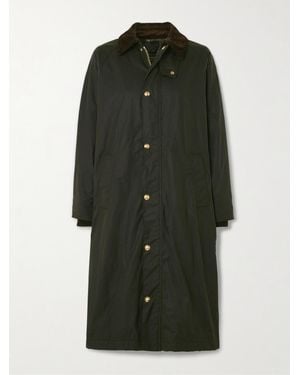 Nili Lotan Romauld Corduroy-Trimmed Waxed Cotton-Canvas Coat - Green