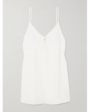 Deiji Studios Tie-Detailed Linen Mini Dress - White
