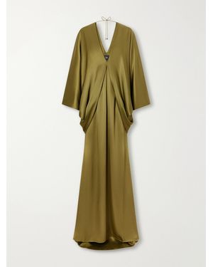 Taller Marmo Butterfly Draped Satin Gown - Green