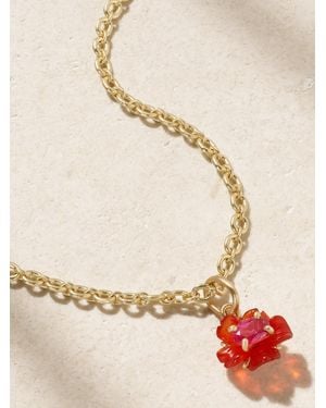 Irene Neuwirth Tropical Flower 18-Karat, Fire Opal And Rubellite Necklace - Natural