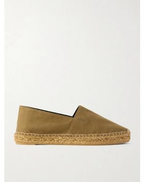 Saint Laurent Embroidered Canvas Espadrilles - Green