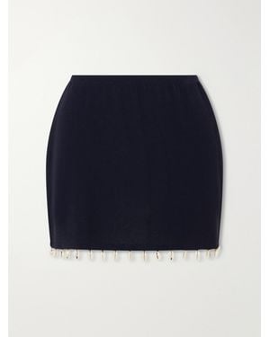 SARA CRISTINA Embellished Jersey Mini Skirt - Blue