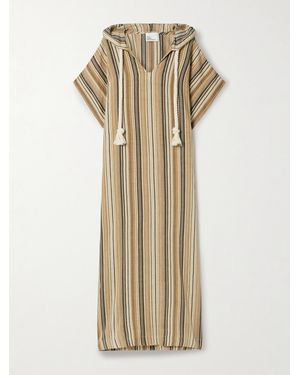 Lisa Marie Fernandez Hooded Striped Linen-Blend Kaftan - Natural