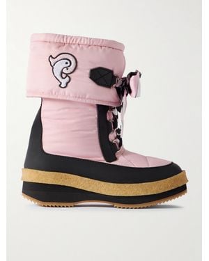 Emilio Pucci Logo-Appliquéd Silk-Twill Trimmed Shell Snow Boots - Pink