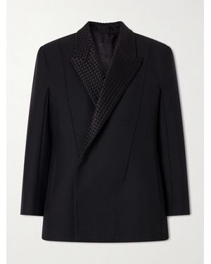 Bottega Veneta Intrecciato Satin-Trimmed Wool And Mohair-Blend Blazer - Black
