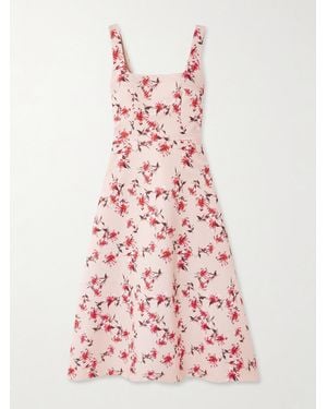Emilia Wickstead Shiloh Floral-Print Faille Midi Dress - Pink