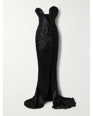 Marmar Halim Roseya Robe Aus Plissiertem Seidensatin - Schwarz