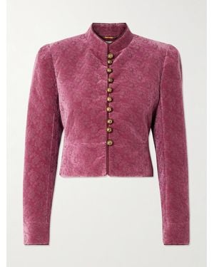 Chloé Cropped Embroidered Cotton-Velvet Jacket - Pink