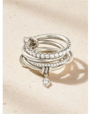 Spinelli Kilcollin Inara Set Of Four Sterling Diamond Rings - Natural