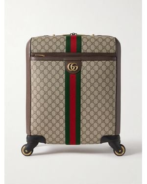 Gucci Savoy Leather-Trimmed Printed Coated-Canvas Suitcase - Metallic