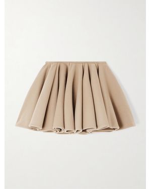 Alaïa Pleated Brushed Wool And Cashmere-Blend Mini Skirt - Natural