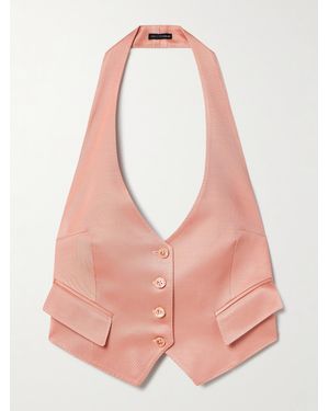 Tom Ford Open-Back Silk And Wool-Blend Twill Vest - Pink