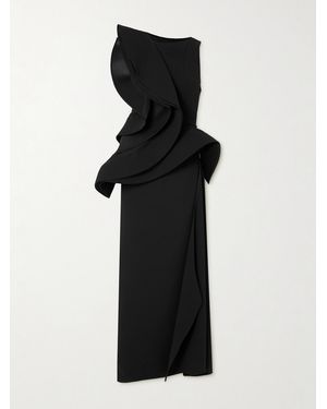 Maticevski Fateful Ruffled Mesh-Trimmed Crepe Gown - Black