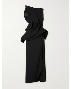 Maticevski Fateful Ruffled Mesh-Trimmed Crepe Gown - Black