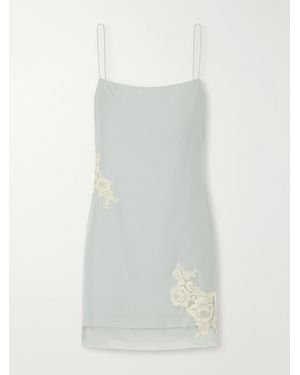 SIR. Noria Lace-Trimmed Silk Crepe De Chine Mini Dress - White