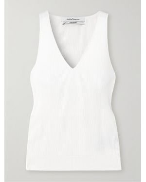 Another Tomorrow Ribbed Jersey Tank Top - White