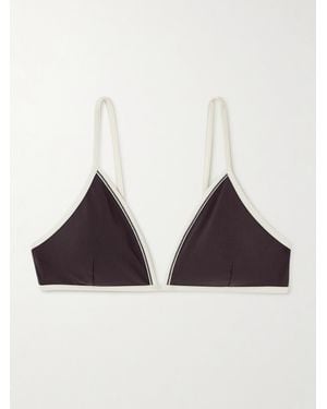 Brunello Cucinelli Zweifarbiges Triangel-Bikini-Oberteil Mit Zierperlen - Braun