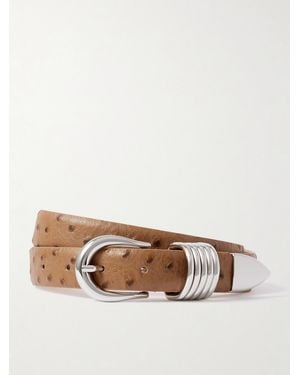 DEHANCHE Hollyhock Ostrich-Effect Leather Waist Belt - Natural