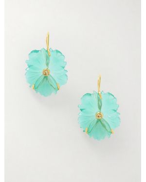 Lizzie Fortunato New Bloom Enamel-Plated, Glass And Lemon Quartz Earrings - Blue