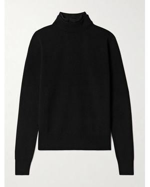 Aztech Mountain Etta Layered Jersey-Trimmed Wool-Blend Turtleneck Jumper - Black